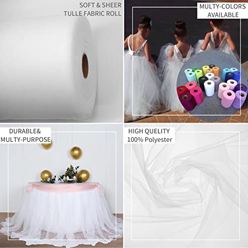 iontach white tulle fabric rolls 54 inch by 40 yards fabric tulle bolt for wedding christmas decorations diy white tutu baby shower table skirt ceiling decor birthday party craft supplies