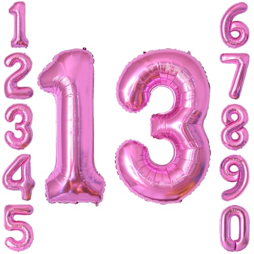 Ballon chiffre 13 rose xl pour fête de seize ans et shooting photo