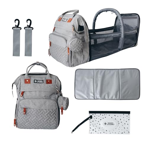 Image of Inclusive LittleOnes Baby Diaper Bag Backpack with Changing Station, Large Capacity, USB Port, Pacifier Case, Mosquito Net & Wipes Bag Stylish Travel Bag for Boys, Girls, Moms & Dads, Shower Gift