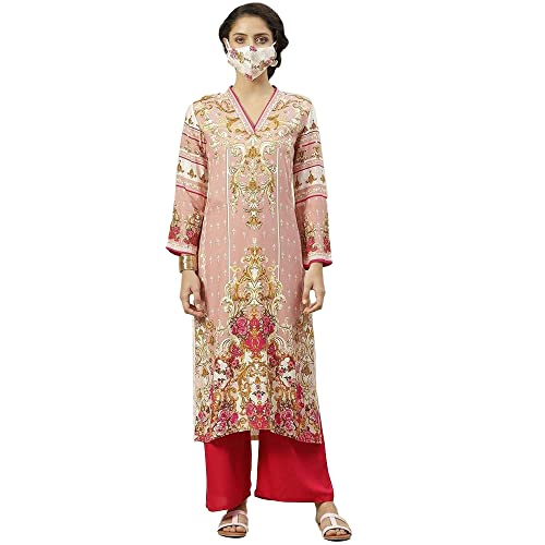 Image of BIBA Solid Rayon A Line Fit Women Kurta