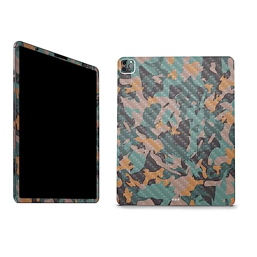 Image of MightySkins Carbon Fiber Skin Compatible with Apple iPad Pro 12.9 inch M2 6th Gen (2022) Full Wrap Kit - Muted Camouflage | Protective Durable Textured Carbon Fiber Finish | Easy to Apply Made in The USA