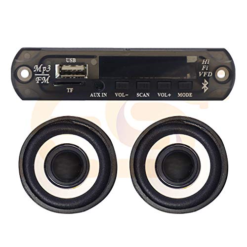 Electronicspices 2″ 4Ohm 3W Full Range Audio Speaker Stereo Woofer Loudspeaker with Bluetooth FM USB AUX Card MP3 Stereo Audio Player Decoder Module Kit