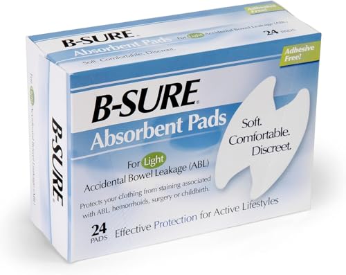 Incontinence Absorbent Liner Pads for Anal Leakage – Light Absorbency, 48 Pads Total (2 Boxes of 24) – Protects Against Clothing Stains from ABL, Hemorrhoids, Surgery, or Postpartum Recovery
