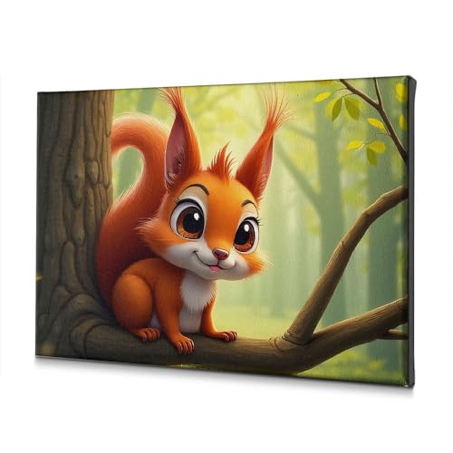 Impression sur toile écureuil mignon tableau forêt déco murale