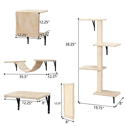 Set de Muebles Para Gatos Montados en Pared con Rascador miniatura 4
