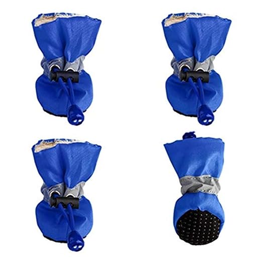 A1-Brave Hundskor, 4st Vattentät Winter Pet hund skor Halkskydd Regn snö stövlar skor tjock varm för små katter hundar Valp hund Strumpor Booties (Color : Blue, Size : M)
