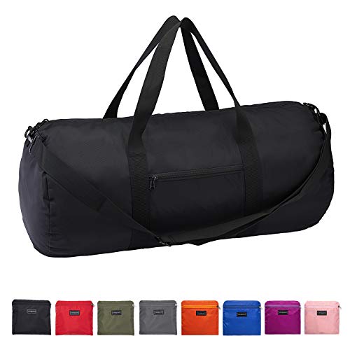 Vorspack Duffel Bag 28 Inches Foldable Lightweight Gym Bag with Inner Pocket for Travel Sports - Black