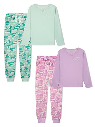 Sleep On It Girls Fleece Pajama Set Long Sleeve Tops & Fleece Pants Soft Kids Sleepwear Multipack Cute Prints Sizes 4-14