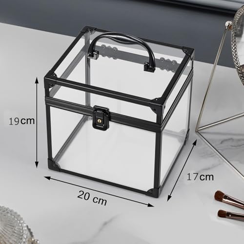 Maletín de Maquillaje Caja de Maquillaje Transparente Organizador Maquillaje Makeup Case portátil Acrílico con Cerradura Maletin Manicura Estuche Maquillaje - imagen 5