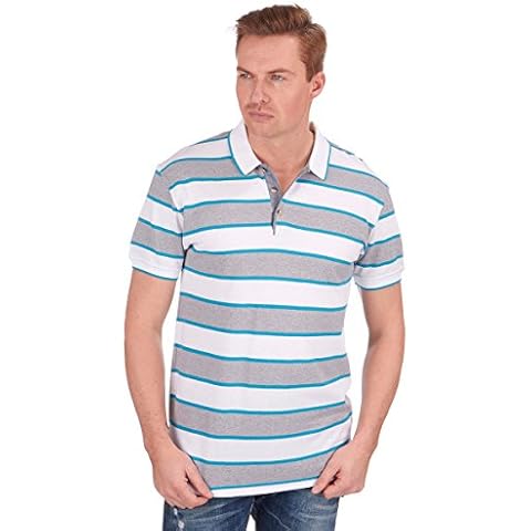 Urban Revival Mens Stripe Polo Shirt T-Shirt Top Short Sleeve Yarn Dyed Casual Size S-XXL New White Cover