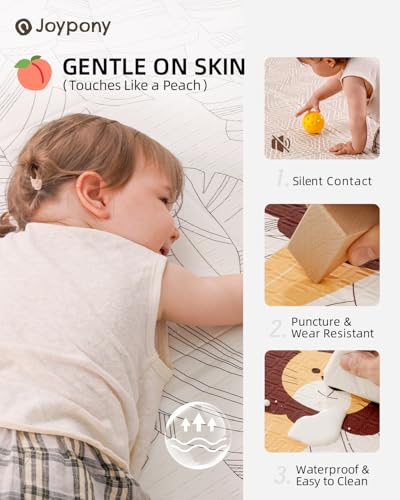 Baby Play Mat 59x71 Inch, 2 in 1 Fabric & XPE Dual-Sided Design Foldable Play Mats for Babies and Toddlers, Waterproof & Anti-Slip Baby Mat for Floor, Portable Baby Foam Crawling Mat with Travel Bag - Thumbnail 5