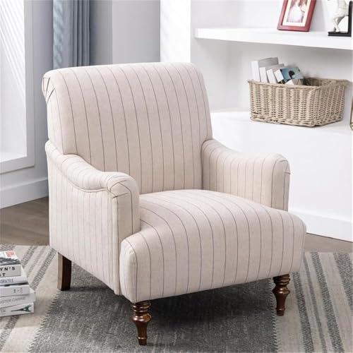 Sillón clásico beige tela con brazos enrollados miniatura 2
