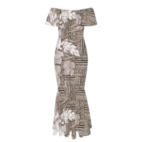 Image of Polynesian Dresses for Women Off Shoulder Maxi Dress Puletasi Samoan Dresses S-7XL