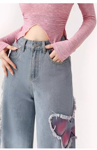 Y2k Butterfly Jeans - Goth Pants, Grunge Pants, Straight Leg, High Waisted, Aesthetic4