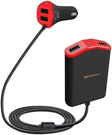 Car Charger 4 USB Cargador Ports 48W 9.6A with Built-in Fuse Fast Charge Adapter for iPhone 13 12 11 Pro Max X XR XS Max 8 Plus 7s 6s, iPad, Samsung Galaxy S21 S10 Plus S7 j7 S10e S9 Note 8, LG, GPS