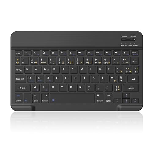 cimetech Tablette Clavier sans Fil Silencieux, Connexion Bluetooth 5.0, Mini Clavier AZERTY Slim Compacte Portable pour Tablette ipad Pro/air, Huawei, Samsung,Lenovo etc.