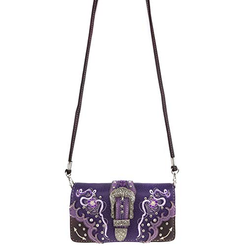 Zelris Floral Poppy Buckle Western Women Crossbody Wrist Trifold Wallet3