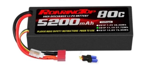 RoaringTop 3S 11.1V 5200mAh 80C Lipo Battery with T and EC5 Connector RC Lipo Battery Hardcase for RC Plane DJI Quadcopter RC Airplane RC Helicopter RC Car Truck Boat (1 Packs)