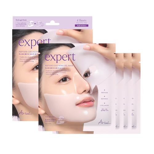 Image of Ariul Expert Peptide Collagen Gel Mask - Firming Hydrogel Sheet Mask for Face, Hydrating & Elasticity Care, Korean Skincare (4 Sheets)