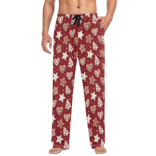 Christmas Cookies Men's Pajamas Pants Cotton Sleep Bottoms Pants Lounge Sleepwear - S