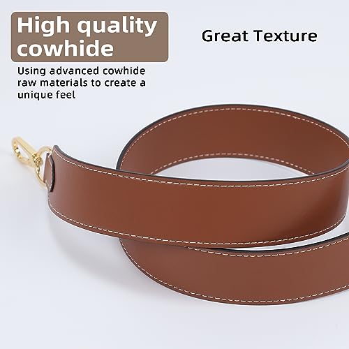 Vachetta Leather Strap for Celin Bucket Bag, Multi Length Handmade Cowhide Crossbody Purse Strap for Handbag 【1.5inch Wide 35.4inch Long, Caramel (Caramel Thread)】2