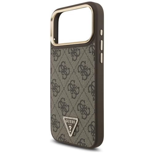 Coque iPhone 17 Pro Max Guess Logo Triangle 4G compatible MagSafe marron et doré - 6