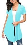 Urban CoCo Womens Open Front Short Sleeve Cardigans for Women Lightweight Summer Drape Cardigan Vest (XL, Blue)