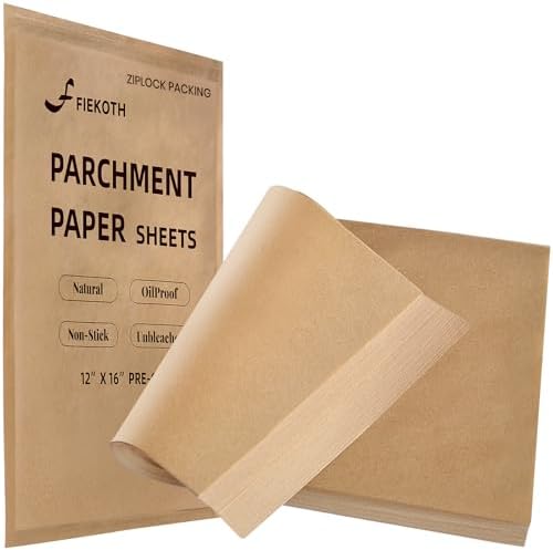 12x16 Inches Half Sheet Unbleached Parchment Paper Sheets, 66 Sq Ft Precut Parchment Paper for Baking, Cooking, Grilling, Air Fryer and Steaming, Fit for Half Sheet Pans