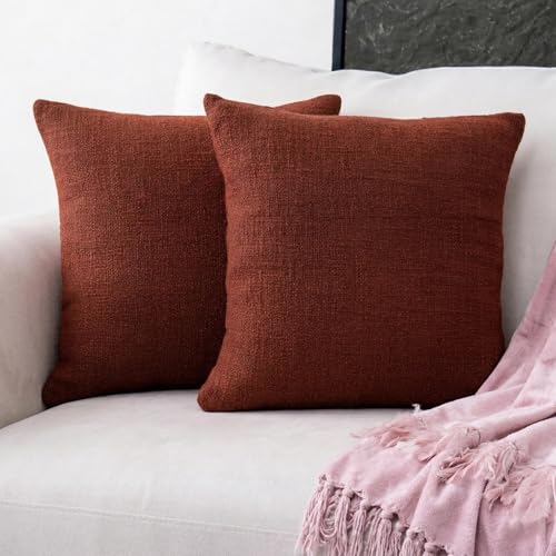DMAASA 100% Cotton Rust Red Solid Square Cushion Cover 16x16 Inch (40x40 in cm) - Set of 5