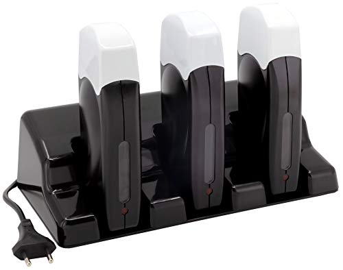 EpilWax - epilateur - chauffe cire epilation professionnelle Trois Chauffes Cire Roll-On 100 ml Avec Support - Chauffe cire pour Roll-On de cire epilation professionnelle 100 ml avec utilisation de bandes épilation - Support - Série Black Style - Appareil Épilation Chauffe Cartouche Cire Recharge (Trio, Noir) Cover