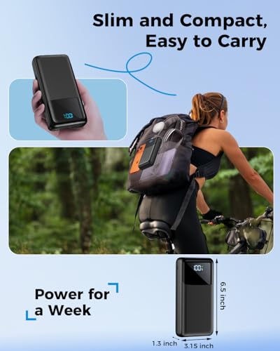 Image of Portable Charger Power Bank 50000mAh, USB-C PD 30W Fast Charging, High Capacity External Battery Pack for Camping, Portable Phone Charger for iPhone 17 /16 /15 /14 /13 /12 /11 Samsung Android (Black)