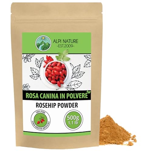 Alpi Nature Rosa Canina Polvere 500g, Rosa Canina Essiccata e Macinata, Farina senza Glutine