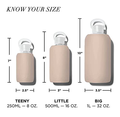Bkr Little Smooth Doe - 16Oz/500Ml - Glass Water Bottle - Tan - Dishwasher Safe - Removable Silicone Sleeve - Bpa Free #TOP4