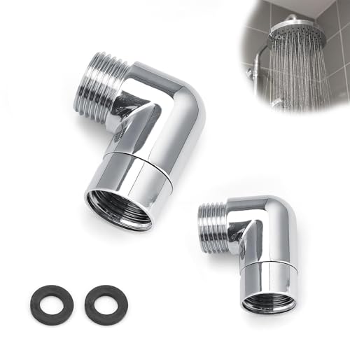 HJIAMA 2 Pezzi Curva Cromata 1/2 Adattatore per Doccetta, Telefono Doccia, Design curvo a 90 Gradi, Dotato di Rondelle, Superficie Cromata, Flessibile Doccia, Adatto per Soffioni Doccia, Rubinetti