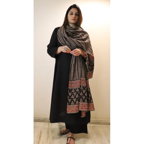 Image of GoSriKi Women's Rayon Viscose Anarkali Solid Kurta with Pant & Dupatta