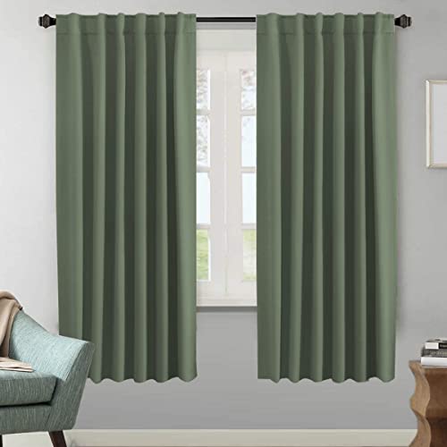 Image of H.VERSAILTEX Blackout Curtains Thermal Insulated Window Treatment Panels Room Darkening Blackout Drapes for Living Room Back Tab /Rod Pocket Bedroom Draperies (2 Panels, Bronze Green, 52 x 72 Inch)