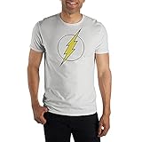 Mens DC Comic Book Superhero Flash White Graphic Tee-XXL