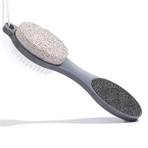 Foot File Callus Remover – Multi Purpose 4 in 1 Feet Pedicure Tools with Foot Scrubber, Pumice Stone, Foot Rasp and Sand Paper for Home Foot Care (Grey Pedicure Foot File)