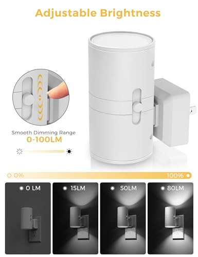 Image of L LOHAS LED Bright Night Light, Night Lights Plug into Wall, Daylight White, Dimmable Nightlight Plug in White Shade, Light Sensor, Decorative LED Nightlights for Hallway Bathroom Kitchen, 2 Pack