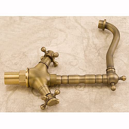 Robinet de salle de bain en laiton rétro pour évier monotrou élégant