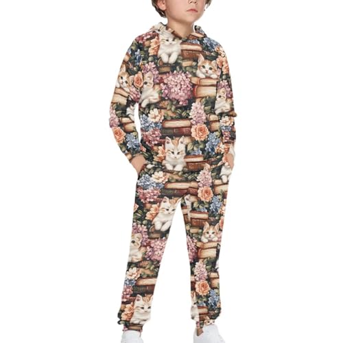 WELLFLYHOM Girls Sweatsuit 5-12T 2 Piece Long Sleeve Sweatshirt and Sweatpants Set Graphic Athletic Tracksuit3