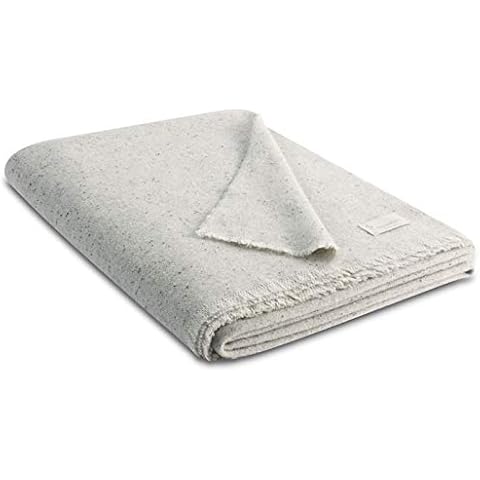 biederlack Blanket, Sofa Throw, Plaid, Wool, Grey, 130 x 170 cm Cover