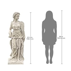Design Toscano Summer Woman of the Four Seasons, Indoor/Outdoor Garden Statue, 60 inches tall, Fiberglass Cast Stone Resin, Limestone Finish Design Toscano Summer Woman of the Four Seasons IndoorOutdoor Garden Statue 60 inches tall Fiberglass Cast Stone Resin Limestone Finish