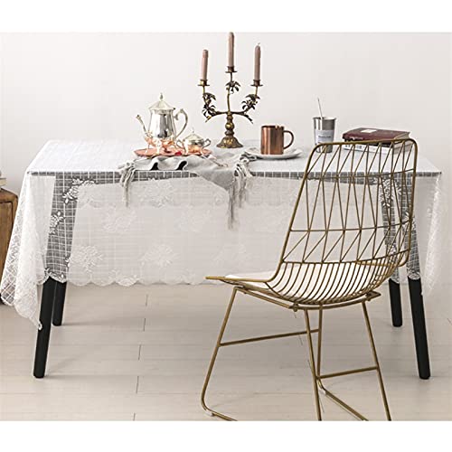 Koronkowy obrus do jadalni Biały Tabela Koronki Dekoracyjne Hotel Wedding Party Dekoracja stołu jadalnego Dekoracyjna tkanina Home Decor Lace Tablecloth, 4 Styl(D,110 * 150cm)
