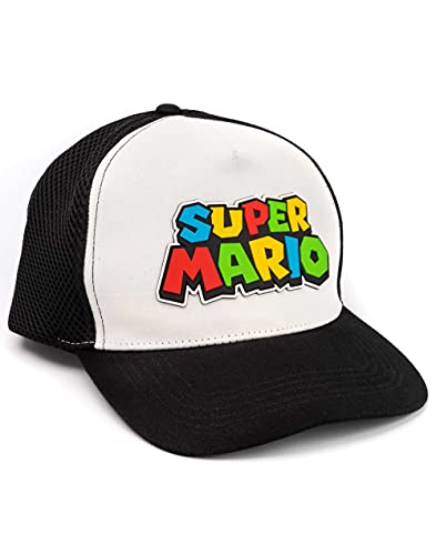 Super Mario Nintendo Cap Boys Kids Blanco Negro Negro Snapback Talla única