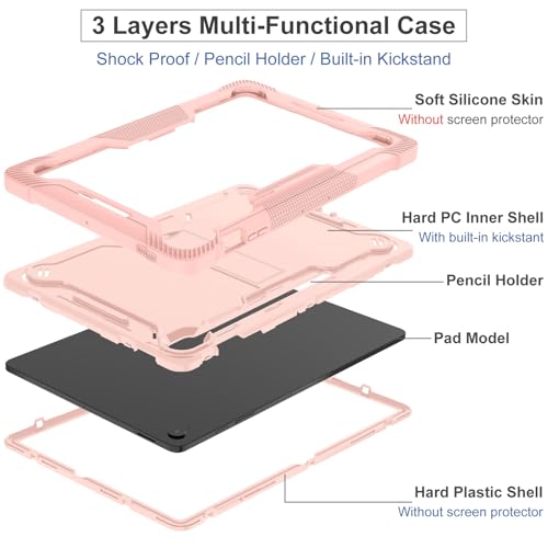 Coque Galaxy Tab S10 FE Plus antichoc or rose idéale pour le travail nomade - 7