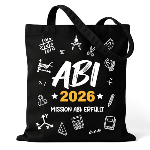 YOMOVER Abi 2026 Geschenke Abitur 2026 Segeltuchtasche Mit Spruch Prüfung Bestanden Geschenk Tragegriff Tasche Einkaufstasche Als Abitur Für Mädchen Junge 30x40cm