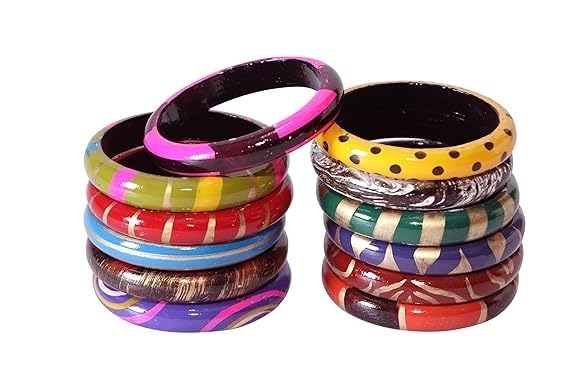 Boscaiola24 Wooden Bangle Bracelet Set for Women Multi Stacking Wide Bangles Chunky Bangle Bracelets Ethnic Glossy Textured Bracelets Wedding Outfit Jewelry Multi Color/Wooden Kangan Pack Of 12 (B0D7QD3RKJ) Amazon Price History, Amazon Price Tracker
