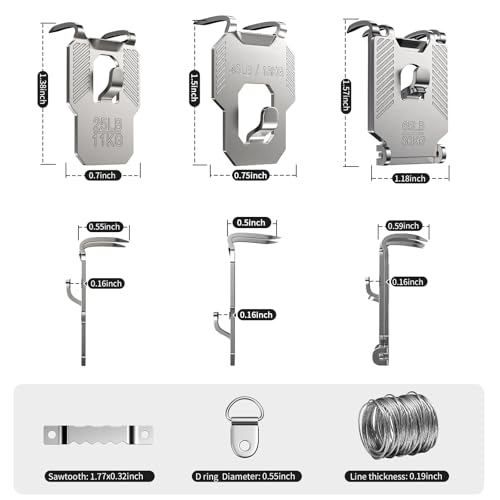 Image of 111Pcs 25 40 65 LB Drywall Picture Hangers Claw Heavy Duty No Damage | Picture Hanging Hooks Hardware Kit Tool Free Wall Hanger for Room Office Sawtooth Wire Ring Mirror Photo Poster Frame
