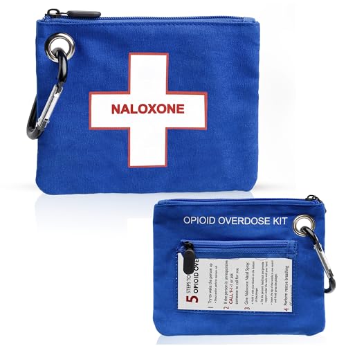 Image of 10 PACK Naloxone Overdose Kit Bag - Compact Canvas Pouch for Naloxone Nasal Spray & Opioid Emergency Response - Holds 2 Naloxone Sprays & Accessories - Naloxone Not Included (Blue, 10 Units)